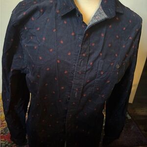 Express Dark Blue Shirt with Orange Dots